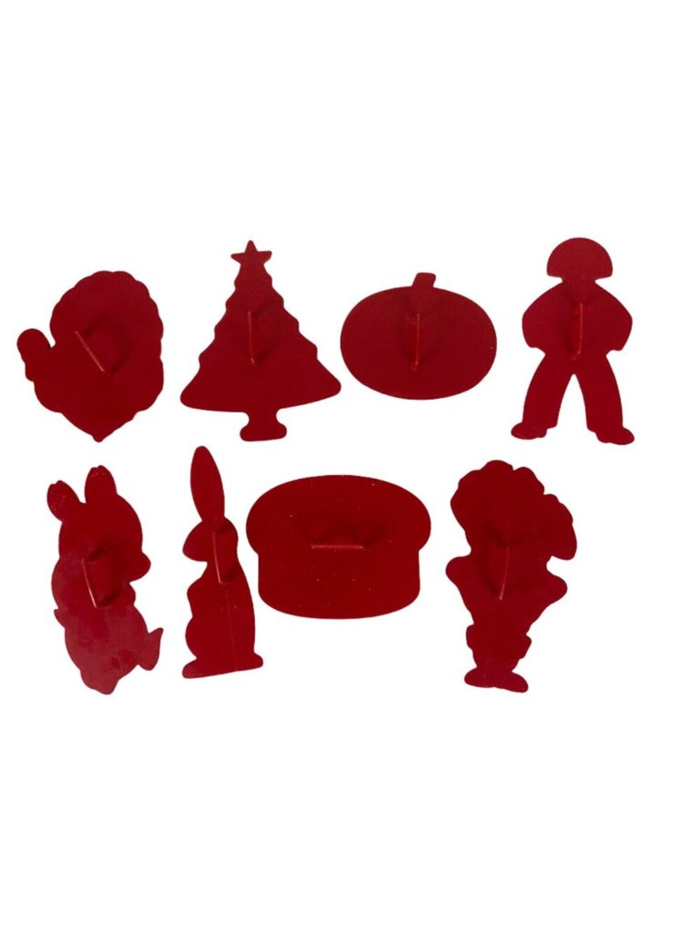 Tupperware Cookie Cutters Set 8 Red Plastic Christmas Holiday Birthday Vintage